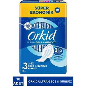 Orkid Ultra Gece Boy 3 Kanatlı 18 Adet Hijyenik Ped
