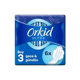 Orkid Ultra Gece Boy 3 Kanatlı 3x6 Adet Hijyenik Ped