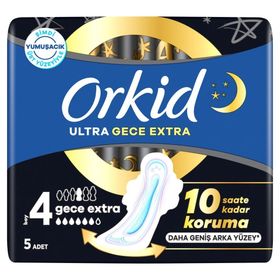 Orkid Ultra Gece Extra (Boy 4) Kanatlı 5 Adet Hijyenik Ped