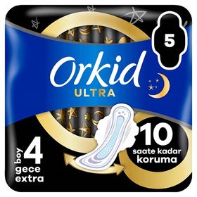 Orkid Ultra Gece Extra (Boy 4) Kanatlı 5 Adet Hijyenik Ped