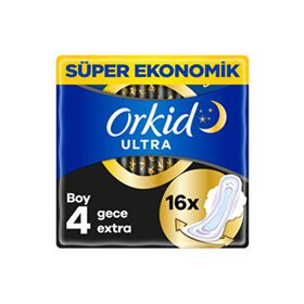 Orkid Ultra Gece Extra Boy 4 Kanatlı 5x16 Adet Hijyenik Ped