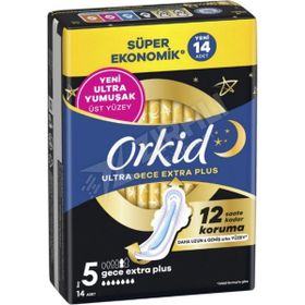 Orkid Ultra Gece Plus 14'lü Ekstra Dörtlü Hijyenik Ped