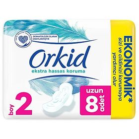 Orkid Uzun 8 Ped Ekonomik Paket Ekstra Hassas Koruma Hijyenik Ped