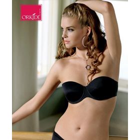 Orkide 2550 Siyah Straplez Dolgusuz C-D Cup Kadın Sütyen