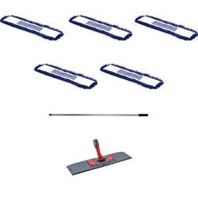 Orlon Mavi Statik Toz Mop Takımı 50 cm- 5 Adet Mop + Mop Tutucu + Sap