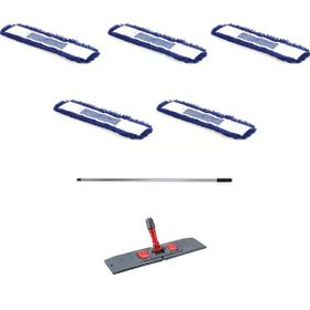 Orlon Mavi Statik Toz Mop Takımı 50 cm- 5 Adet Mop + Mop Tutucu + Sap