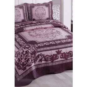 Örtüm Bella Mor Çift Kişilik Kapitone Yatak Örtüsü Takımı