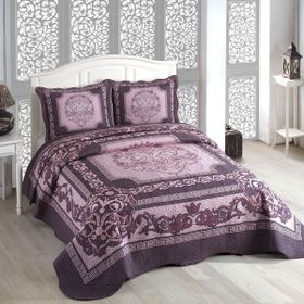 Örtüm Bella Mor Çift Kişilik Kapitone Yatak Örtüsü Takımı