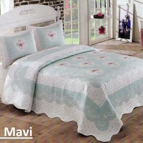 Örtüm Clara Mavi Kapitone Çift Kişilik Yatak Örtüsü
