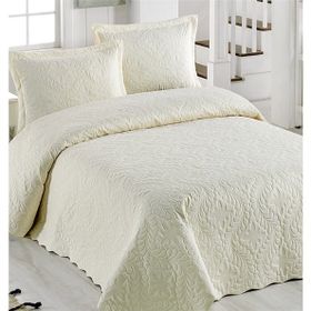 Örtüm D-YÖÇK04 Ivy Krem Çift Kişilik Microfiber Kapitone Yatak Örtüsü