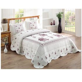 Örtüm Flower Lila Çift Kişilik Yatak Örtüsü