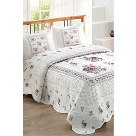 Örtüm Flower Lila Çift Kişilik Yatak Örtüsü