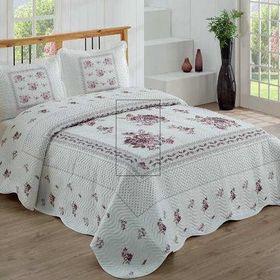 Örtüm Flower Lila Çift Kişilik Yatak Örtüsü