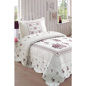 Örtüm Flower Lila Tek Kişilik Kapitone Yatak Örtüsü Takımı