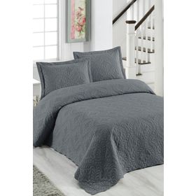 Örtüm Ivy Antrasit Çift Kişilik Microfiber Kapitone Yatak Örtüsü