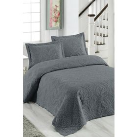 Örtüm Ivy Antrasit Çift Kişilik Microfiber Kapitone Yatak Örtüsü