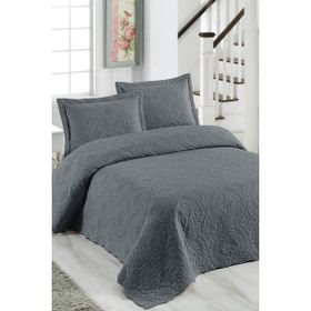Örtüm Ivy Antrasit Çift Kişilik Microfiber Kapitone Yatak Örtüsü