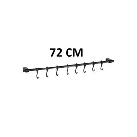 Orvila Siyah Çok Amaçlı 8 Kancalı Askı Demiri Maxi 72 cm Metal Mutfak ve Banyo Askısı