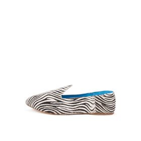 Osay LA ZEBRA Deri Siyah Beyaz Kadın Loafer