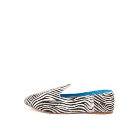 Osay LA ZEBRA Deri Siyah Beyaz Kadın Loafer