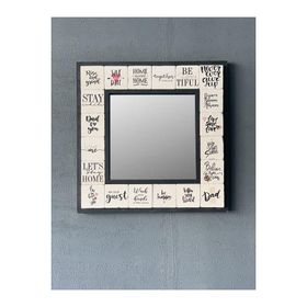 Oscar Stone Decor AYN-037 Ahşap 33x33 cm Çerçeveli Mozaik Doğaltaş Ayna