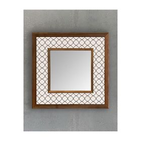Oscar Stone Decor AYN-048 Ahşap 33x33 cm Çerçeveli Mozaik Doğaltaş Ayna