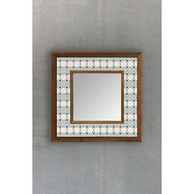 Oscar Stone Decor AYN-054 Ahşap 33x33 cm Çerçeveli Mozaik Doğaltaş Ayna