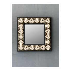 Oscar Stone Decor AYN-056 Ahşap 33x33 cm Çerçeveli Mozaik Doğaltaş Ayna
