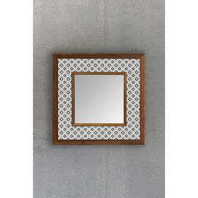 Oscar Stone Decor AYN-058 Ahşap 33x33 cm Çerçeveli Mozaik Doğaltaş Ayna
