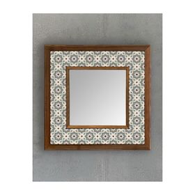 Oscar Stone Decor AYN-059 Ahşap 33x33 cm Çerçeveli Mozaik Doğaltaş Ayna