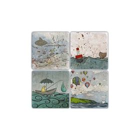 Oscar Stone Decor BA067 Sealife Taş Bardak Altlığı
