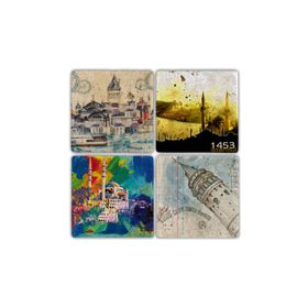 Oscar Stone Decor BA099 İstanbul 4 Taş Bardak Altlığı