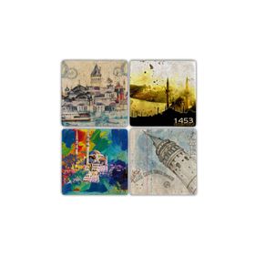 Oscar Stone Decor BA099 İstanbul 4 Taş Bardak Altlığı