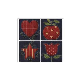 Oscar Stone Decor BA220 Red Work Taş Bardak Altlığı