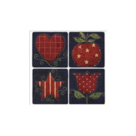 Oscar Stone Decor BA220 Red Work Taş Bardak Altlığı