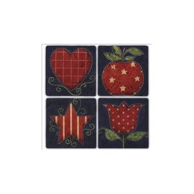 Oscar Stone Decor BA220 Red Work Taş Bardak Altlığı