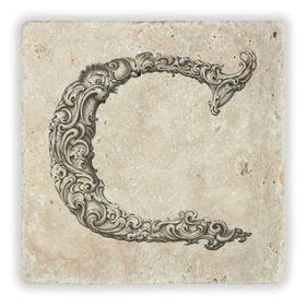 Oscar Stone Decor Ç Harfi Doğaltaş Bardak Altlığı