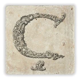 Oscar Stone Decor Ç Harfi Doğaltaş Bardak Altlığı