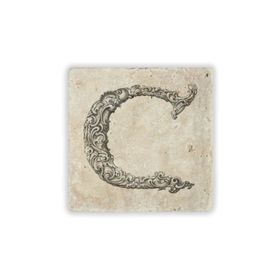 Oscar Stone Decor Ç Harfi Doğaltaş Bardak Altlığı