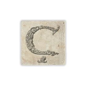 Oscar Stone Decor Ç Harfi Doğaltaş Bardak Altlığı