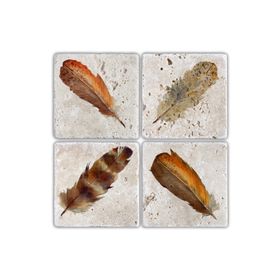 Oscar Stone Decor Feathers BA117 Taş Bardak Altlığı