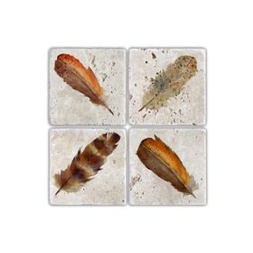 Oscar Stone Decor Feathers BA117 Taş Bardak Altlığı