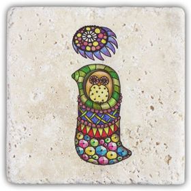 Oscar Stone Decor İ Harfi Doğaltaş Bardak Altlığı