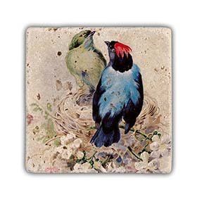 Oscar Stone Renkli Kuşlar 20x20 cm Taş Duvar Dekoru