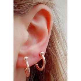Oseshop İtalyan 925 Ayar Gümüş Rose Trend Toplu Halka Küpe