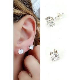Oseshop İtalyan 925 Ayar Gümüş Swarovski Taşlı Tek Taş Küpe