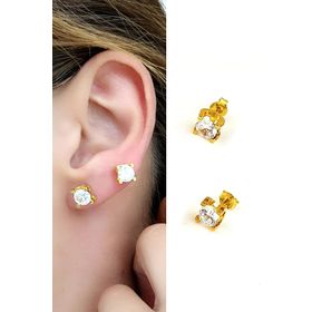 Oseshop İtalyan 925 Ayar Gümüş Swarovski Taşlı Tek Taş Küpe
