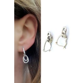 Oseshop İtalyan 925 Ayar Gümüş Tasarım Sallantılı Halka Küpe