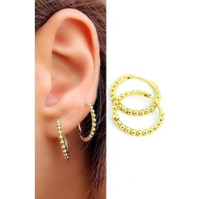 Oseshop İtalyan 925 Ayar Gümüş Üzerine Altın Kaplama Tasarım Trend Halka Küpe