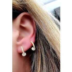 Oseshop İtalyan 925 Ayar Gümüş Üzerine Altın Kaplama Trend Toplu Halka Küpe